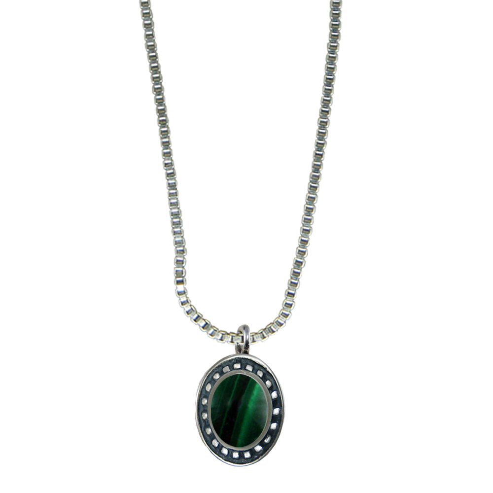 Sterling Silver Little Malachite Pendant Necklace